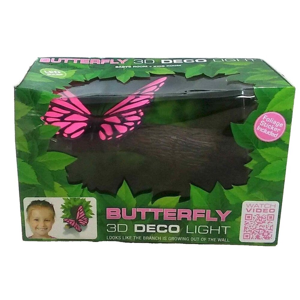 Pink Butterfly 3D Deco LED Light Wall Mounted Nursery or Kids Room